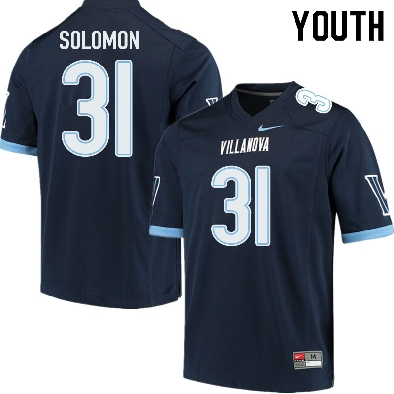 Youth #31 Elijah Solomon Villanova Wildcats College Football Jerseys Sale-Navy